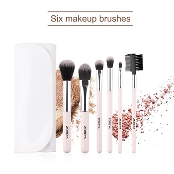 

6 Pcs Makeup Brushes Set With Bag Beginner Basic Cosmetic Brush Set Powder Foundation Eye Shadow Blending Lip Brush