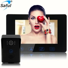Saful 7″ Wired Color Video Door Phone Door Bell Intercom System with IR Night Vision Camera Outdoor Monitoring Support Unlock