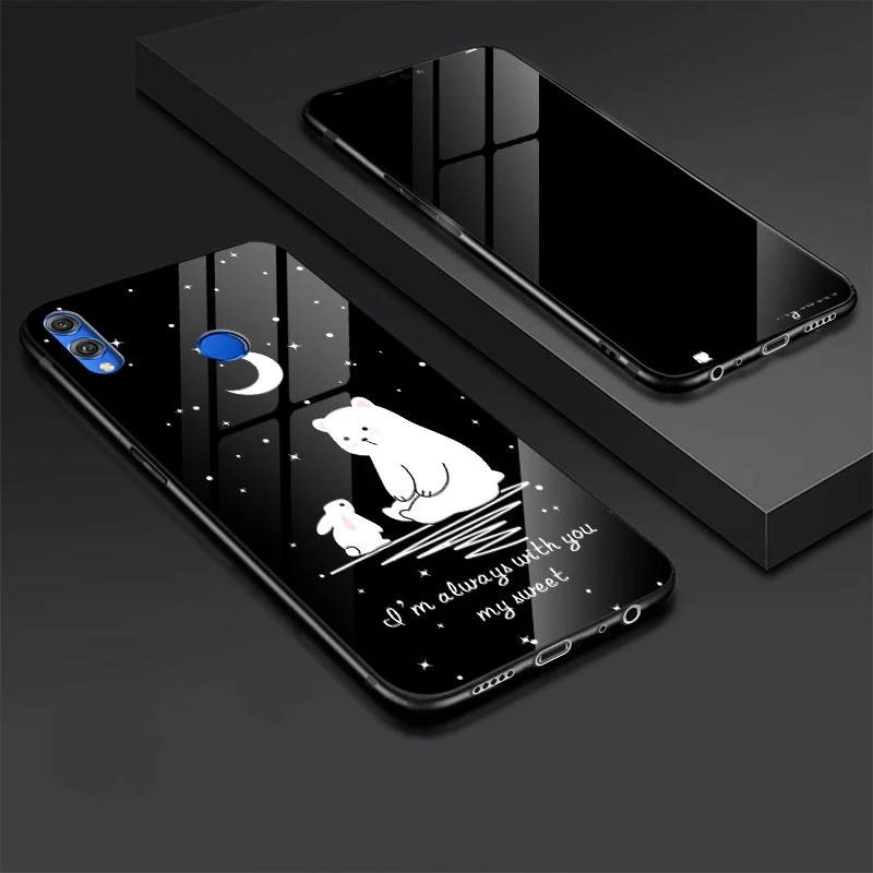 Tempered Glass Case For Huawei Honor 8X Cover Cartoon Shockproof  Glossy Cover for Huawei Honor 8X Tempered Glass Protector (10)
