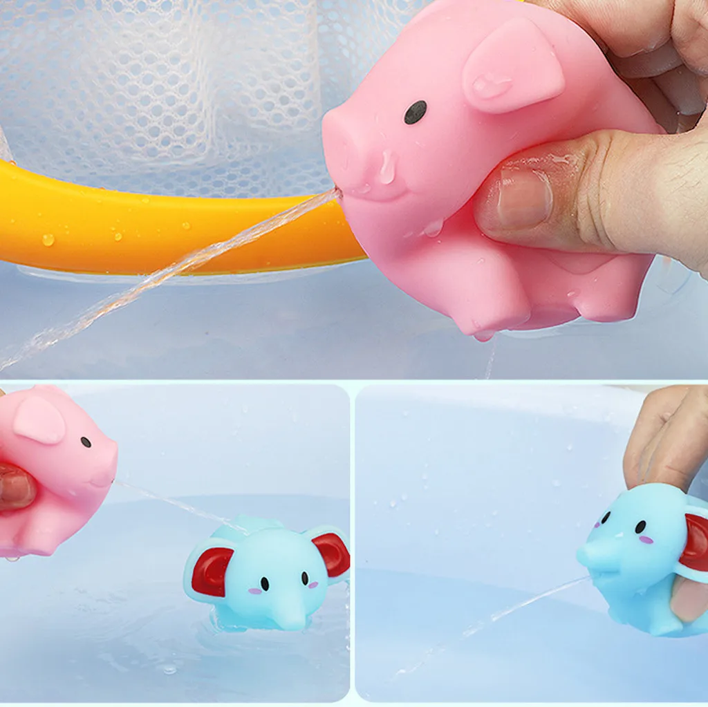 Прекрасный Животные плавание воды для купания игрушки красочные мягкие резиновый плавающий Squeeze писклявый звук игрушка для ребенка 1 комплект A503