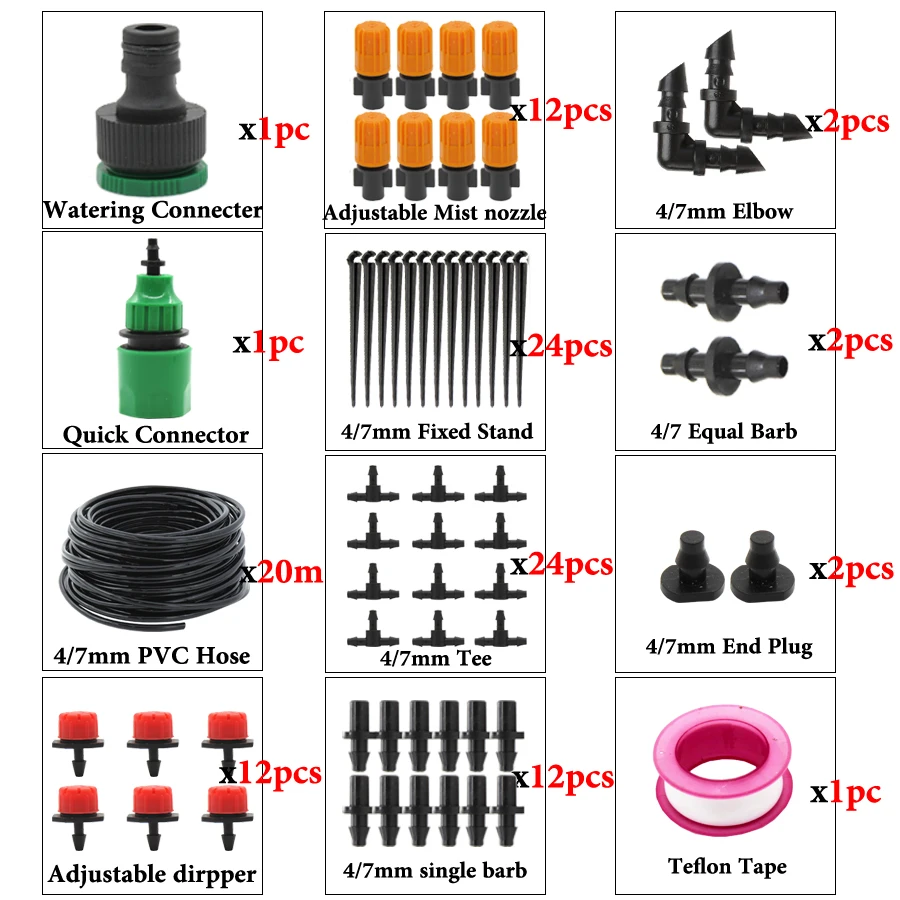 MUCIAKIE 30 м DIY автоматическая система капельного орошения, распылитель, набор для полива воды с регулируемым капельником, садовый инструмент - Цвет: D x MJ028Q