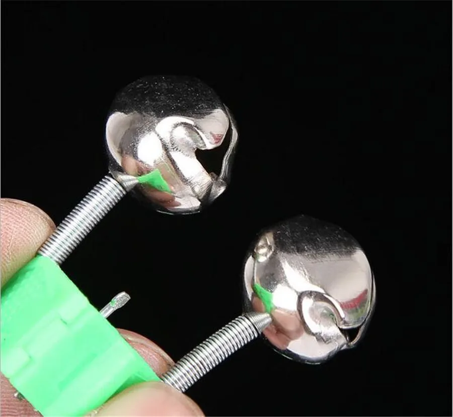 Fishing Rod Pole Tip Clip Twin Bell Alarm Alert Ring Fish Bite Alarming Tool Green ABS Fishing Stainless Steel Accessory (5)