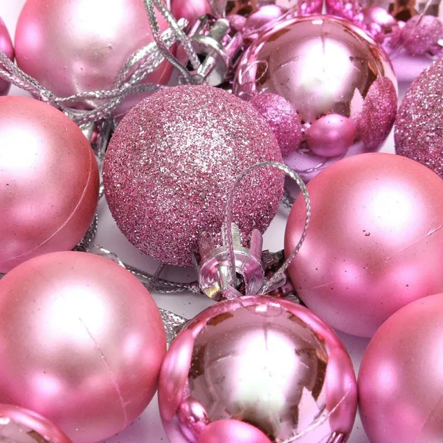 HOT SALE 24Pcs Chic Christmas Baubles Tree Plain Glitter XMAS Ornament Ball Decoration Black 14 aeProduct.getSubject()