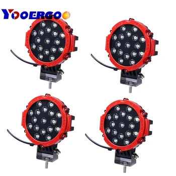

7 Inch 51W Car Round LED Work Light 12V High-Power 17 X 3W Spot For 4x4 Offroad Truck Tractor ATV SUV Jeep Driving Fog Lights