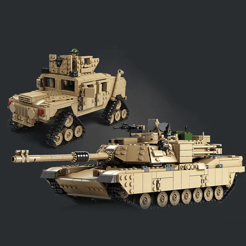 Harga H   HXY GRATIS PENGIRIMAN 1463 pcs Tema Militer Tank M1A2 ABRAMS MBT KY10000 1 Perubahan 2 Mainan Blok Bangunan Model tangki Mainan