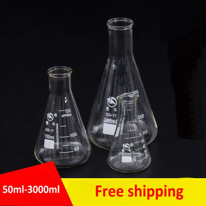 1Pc/lot 50 3000ml Straight Mouth Glass erlenmeyer flask, conical flask