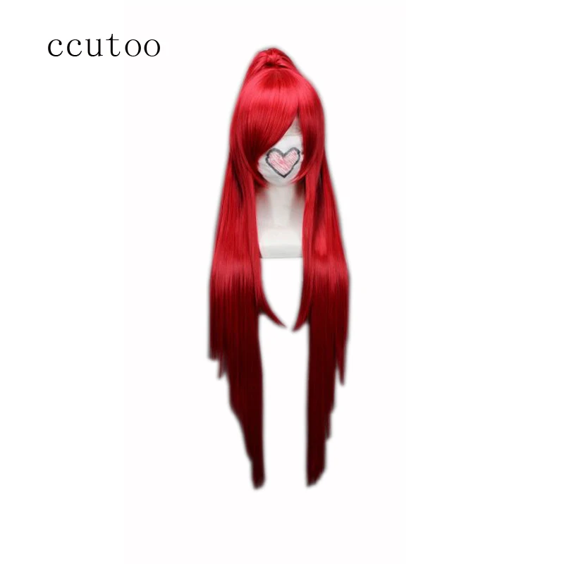 

ccutoo Gurrenlagann-yoko Red Long Straight Chip Ponytail Cosplay Wigs Female's Party Halloween Heat Resistance Synthetic Hair