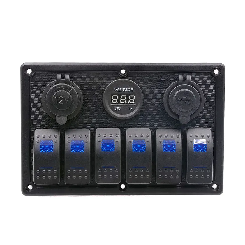 

2017 accessories 6 Gang Waterproof Car Auto Boat Marine LED Rocker Switch Panel Circuit Breakers