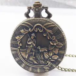 Карманные часы винтажные бронзовые кварцевые карманные часы аналоговый кулон ожерелье цепь для мужчин женщин мальчик девочка дети