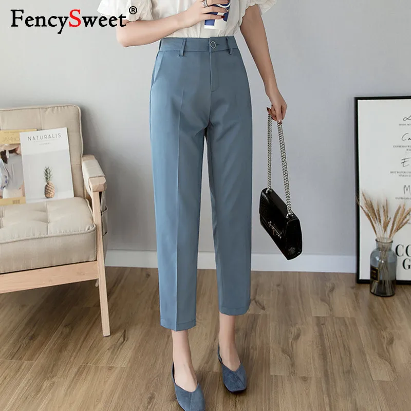 

Fencysweet Summer Woman Harem Pants High Waist Straight Leg Slacks Office Lady Suit Ankle Length Pants Women Trousers Plus Size