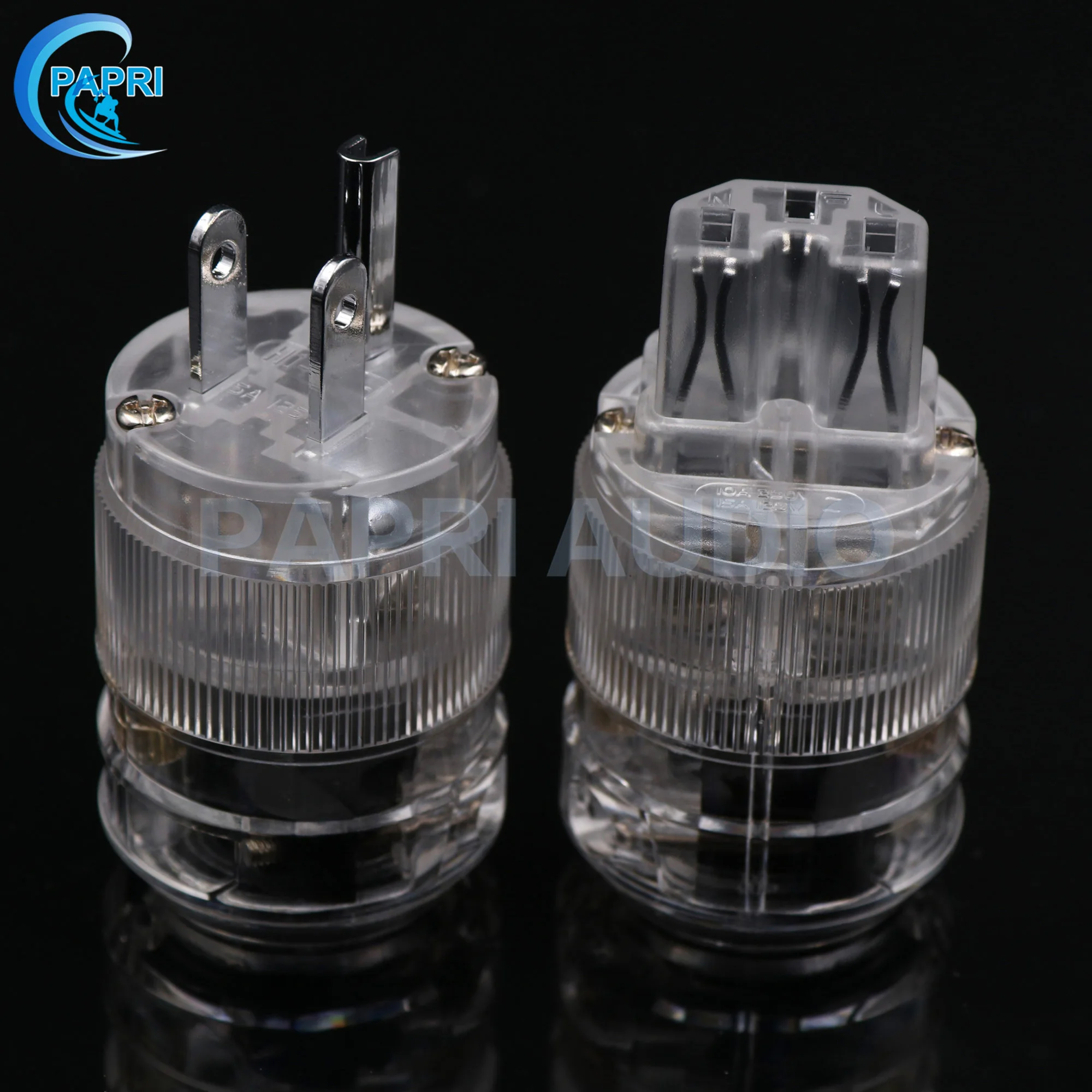 

PAPRI US Standard Male Mains AC Power Plug NCF nanostructures Pure Copper Rhodium Plating Female Power Supply Socket