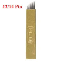 200 шт 12/14 Pin стерильные для перманентного макияжа лезвия бровей Иглы татуировки для ручного перманентного макияжа