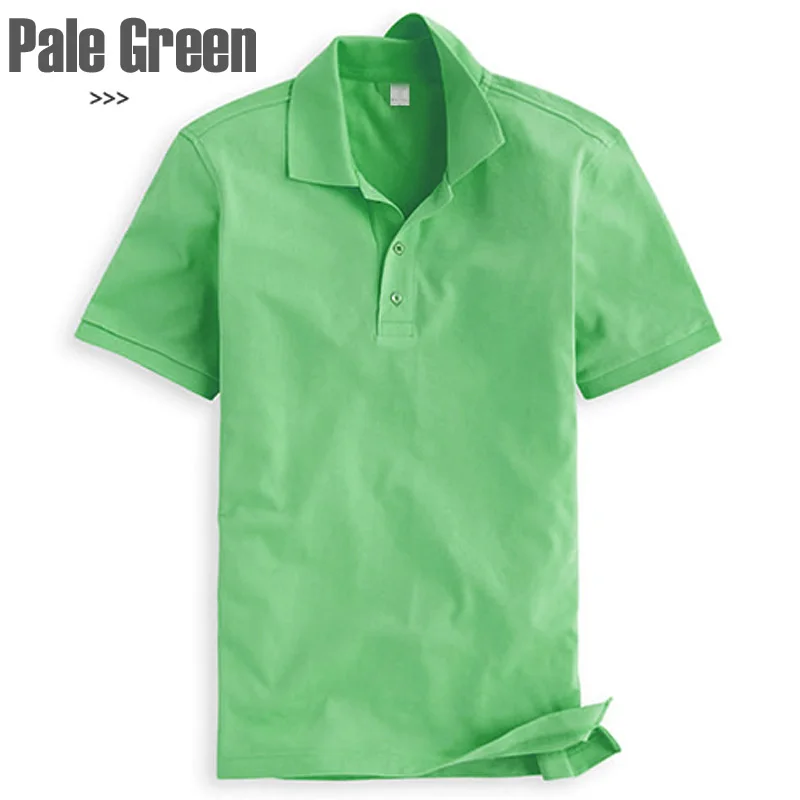 Топ Мужская рубашка поло мужская деловая Повседневная однотонная поло Летний стиль хлопковые рубашки-поло мужские с коротким рукавом однотонные рубашки блузка s-xxxl - Цвет: Pale Green
