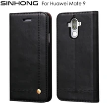 Luxe Vintage Cas Téléphone Portable En Cuir Pour Huawei Compagnon 9 Mate9 Couverture Portefeuille Flip Bourse Fente Pour Carte Funda Béquille Aimant Poche