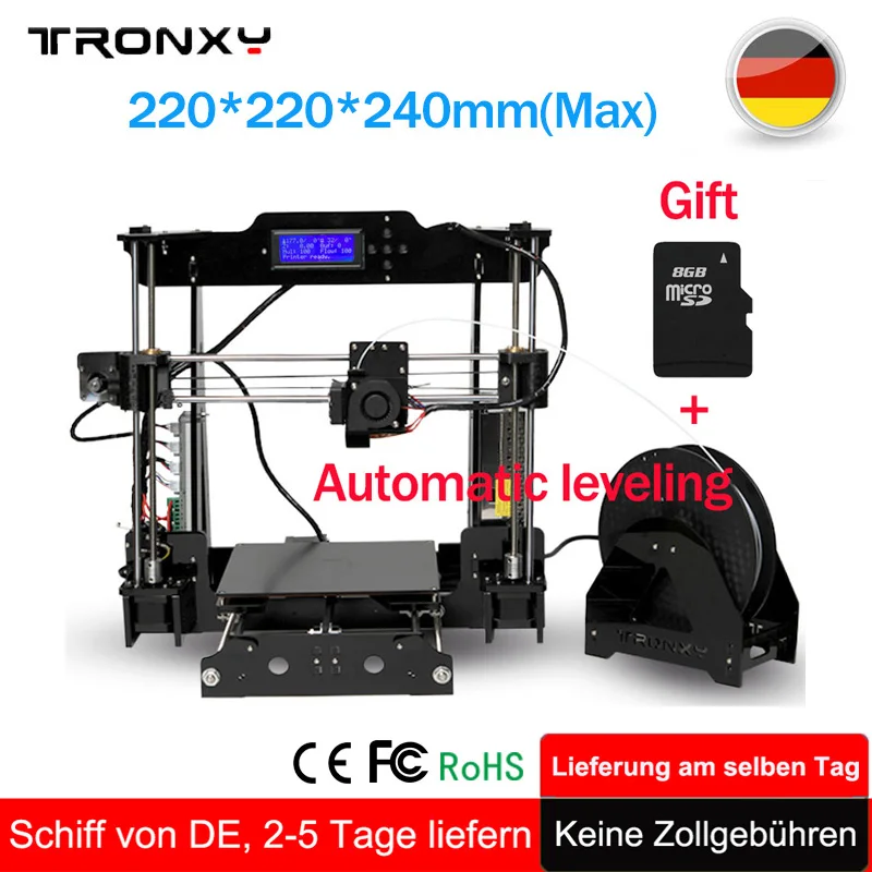 

Tronxy Upgraded Quality High Precision Reprap 3D printer DIY kit extruder 3d printer Auto leveling +8GB SD Card 1 Roll Filament