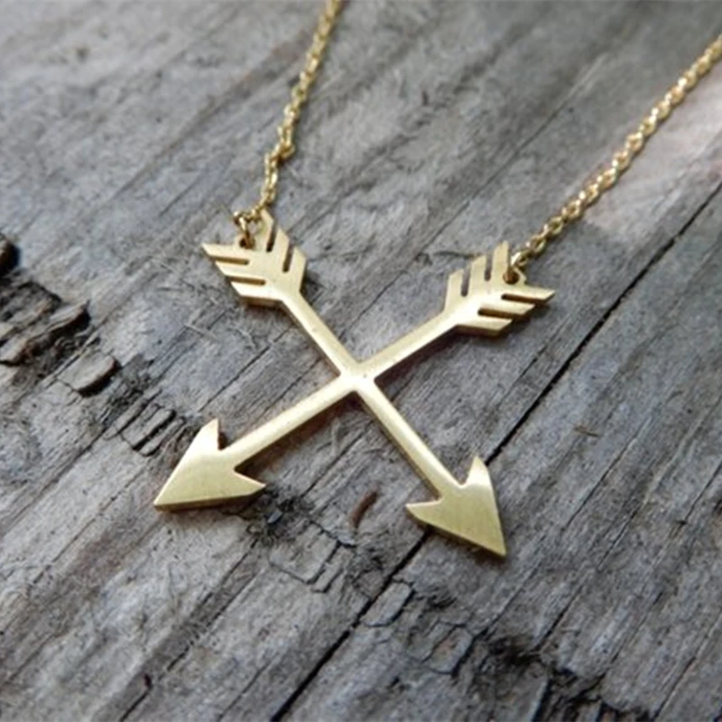 

Stainless Steel Jewelry Dainty Rose Gold Cross Arrow Necklace Women Bridesmaid Gift Archery Pendant Collares De Moda 2019
