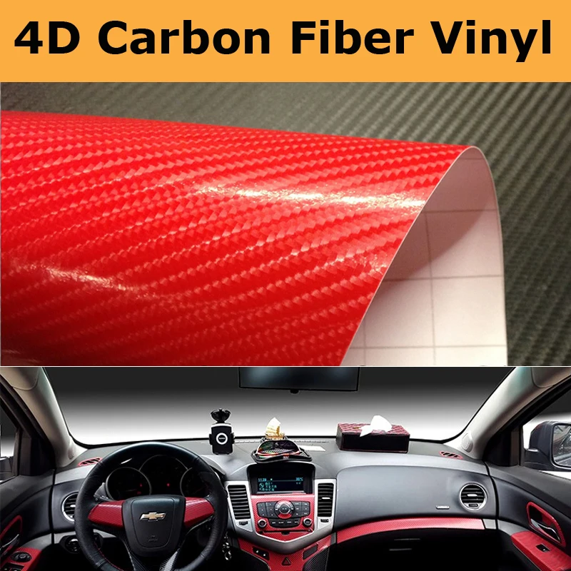 4D GLOSS/Carbon Fibre/Vinyl/Wrap/textured for car/home/Air Free 