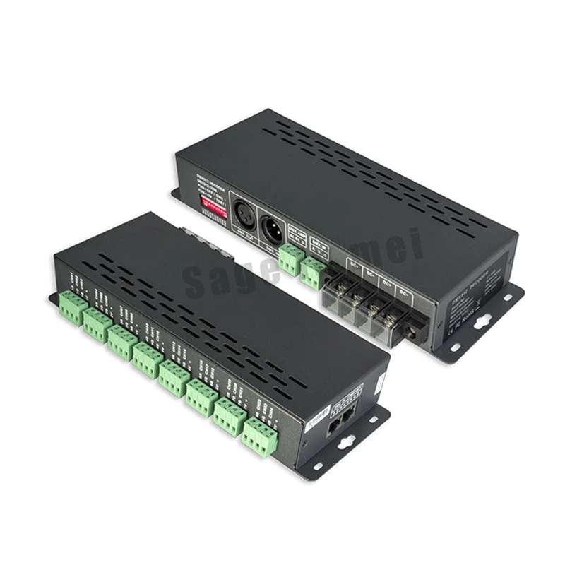 

LT-880 24CH DMX-PWM Constant voltage Decoder Controller;DC5-24V input;3A*24channel CV PMW output drive RGB led lights lamp RJ45
