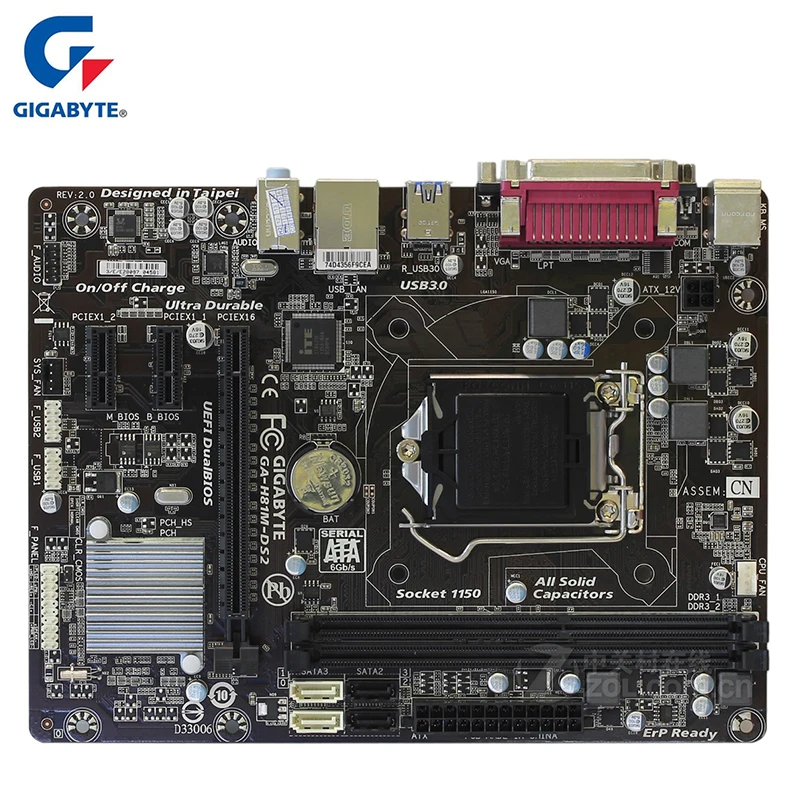 Gigabyte GA H81M DS2 материнская плата для Intel H81 DDR3 USB3.0 16GB LGA 1150 десктопная Б/у SATA