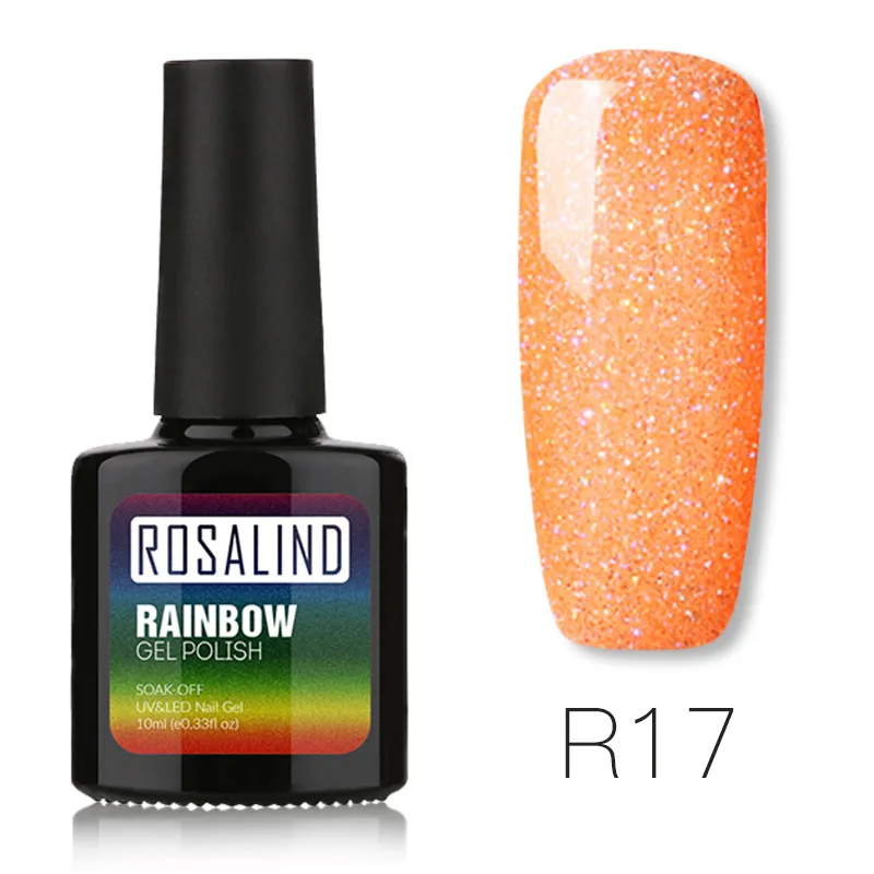 ROSALIND UV Gel Nail Polish Rainbow Shimmer Hybrid Lacquer Top Coat Set For Nail Art Manicure UV Gel Varnish Nail Gel Lak - Цвет: R17