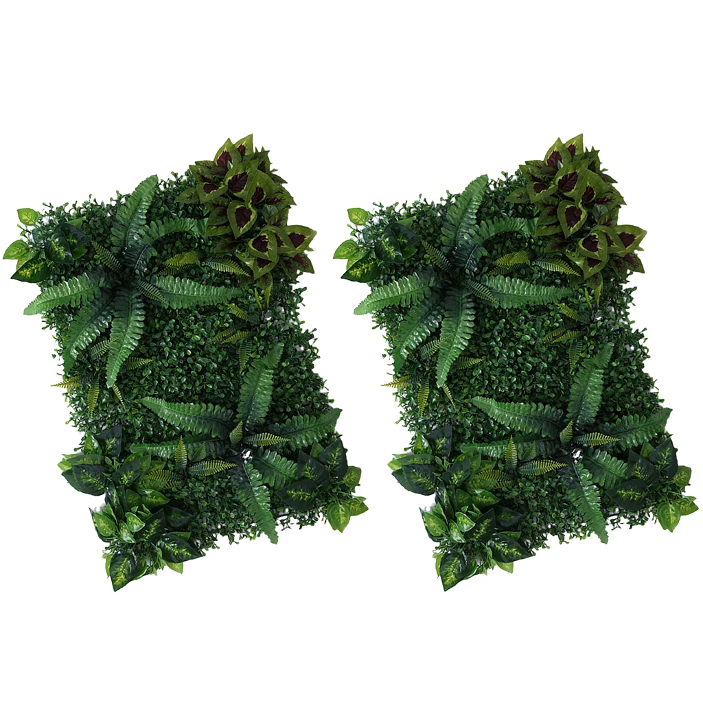2pcs Artificial Plant Wall Panel Grass Foliage Turf for Wedding Venue Shop Window Decor Garden Ornament Photo Props, 60x40cm