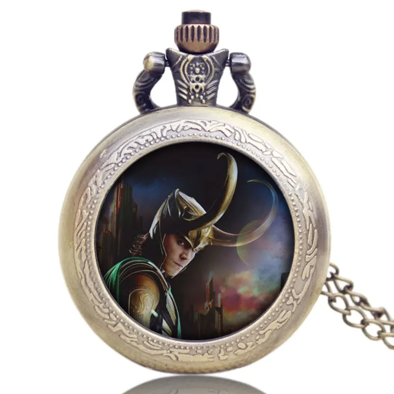 

Vintage Steampunk Design Thor Loki Quartz Pocket Watch The Avengers Tom Hiddleston Pendant Quartz Watches With Necklace Gifts