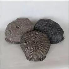 Весенне-осенняя восьмиугольная кепка, одинарный камвольный шерстяной тканевый сетчатый Кепка художника, кепка газетчика, берет для мужчин и женщин