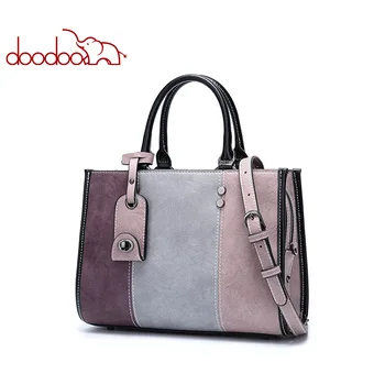 

Women Pu Leather Handbag Female Shoulder Crossbody Ladies Top-handle Bag Tassel Spell Color Messenger Bags Tote Bag New Design