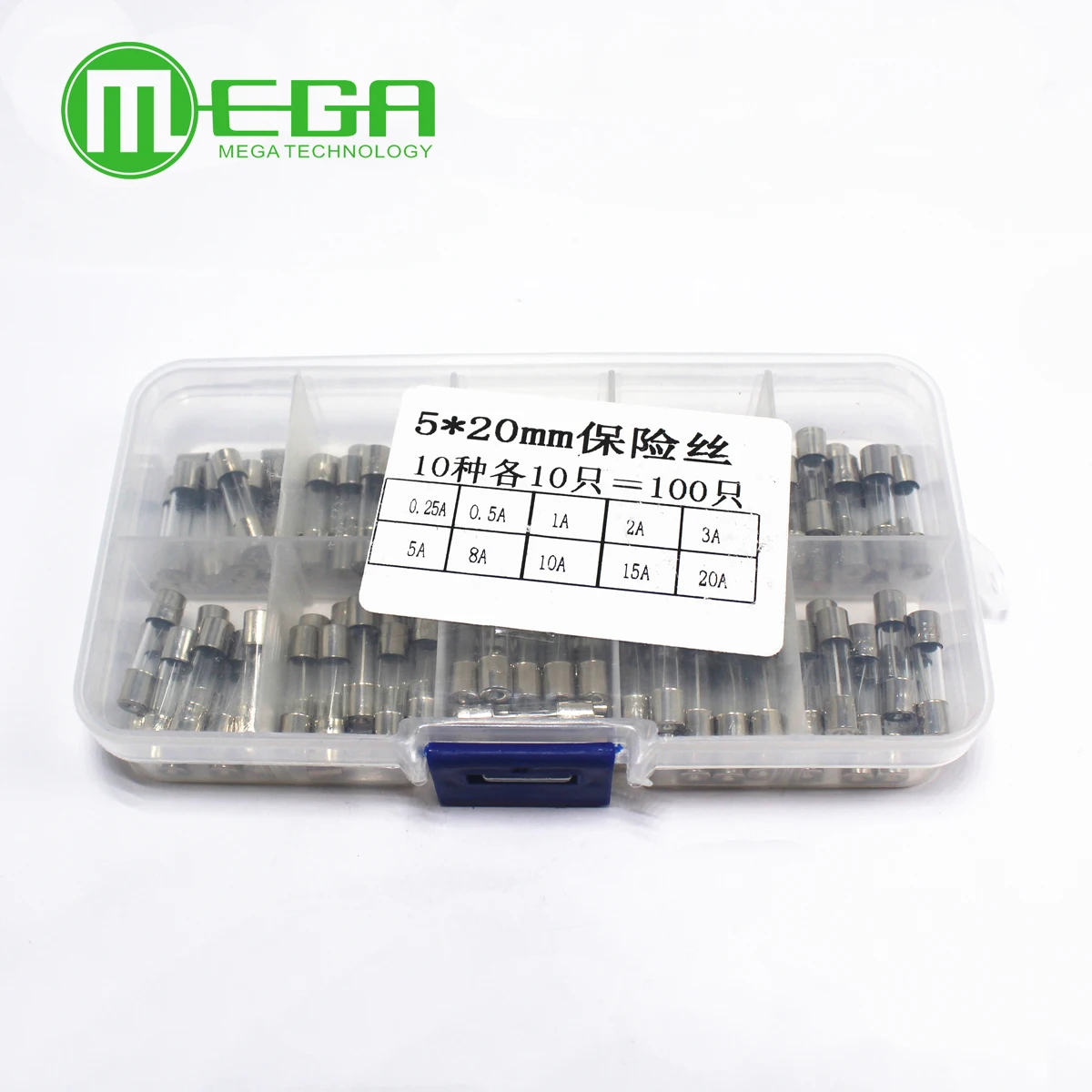 

100Pcs/box Set 5x20mm Quick Blow Glass Tube Fuse Assorted Kits Fast-blow 5*20mm Glass Fuses Wire Accessory
