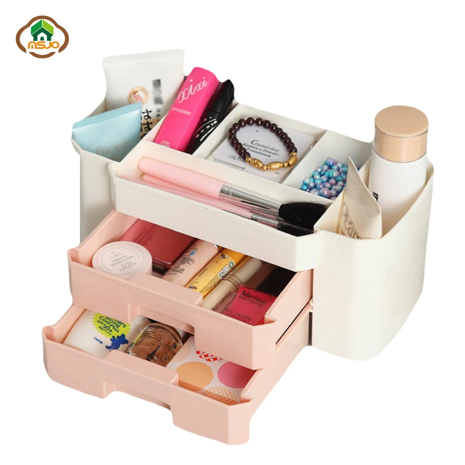 Msjo Makeup Organizer Box Plastic Cosmetics Skin Care Necklace Jewelry Case Sundry Double Storage | Дом и сад