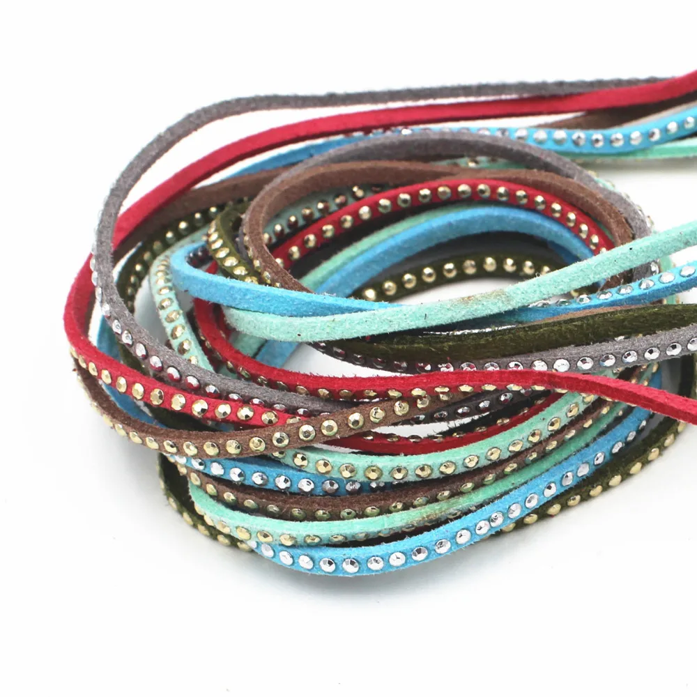 10pcs 3mm SRivet beaded leather cord necklace making Jewelry findings