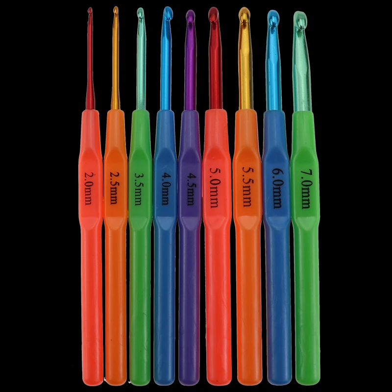 DIY вязальный инструмент красочная пластиковая ручка алюминиевые вязальные крючки