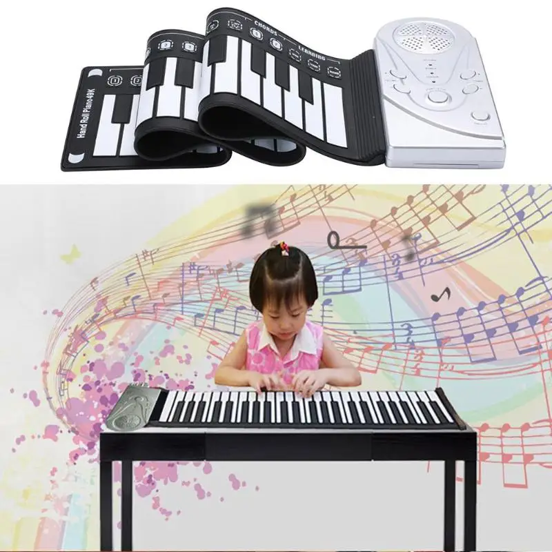 Multi Style Portable 49 Keys Flexible Silicone Roll Up Piano Folding Electronic Keyboard for Children Student 