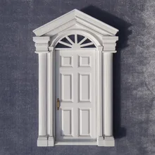 1:12 DIY кукольный домик дверь солнечные ворота шпиль Кукольный дом домик двойная Колонка 6 дверь белый