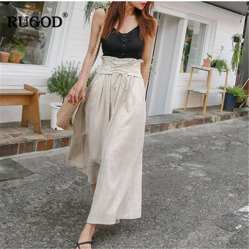 self Belted Box Pleated Palazzo Pants 