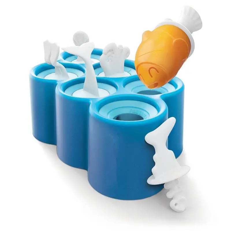 

Summer Creative 6 Fish Pops Traditional Ice Pop Molds Icecream Mould for Kitchen Household Silicone Ice Cream Cube