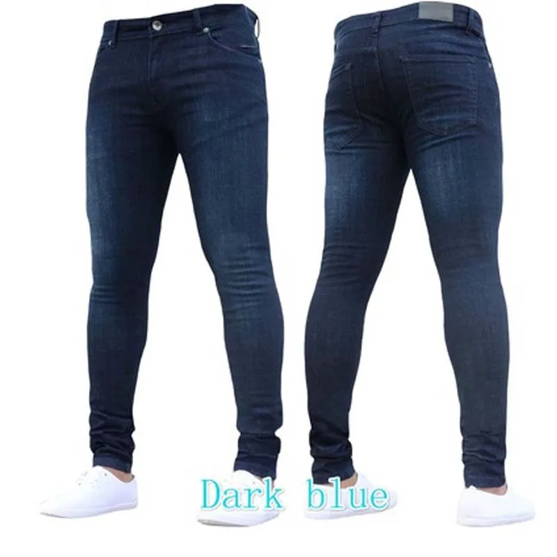 Уход. классические мужские зауженные джинсы джоггеры джинсы сплошной цвет тонкие брюки повседневный черный синий стрейч джинсы мужские большие размеры