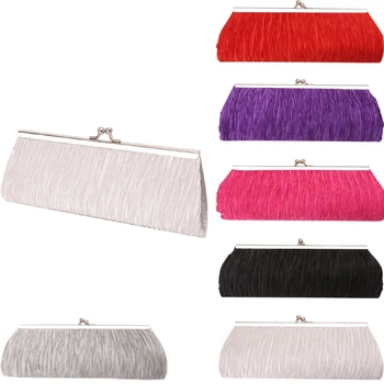 

THINKTHENDO Bridal Satin Handbag Women Princess Clutch Bag Evening Party Cocktail Purse Tote