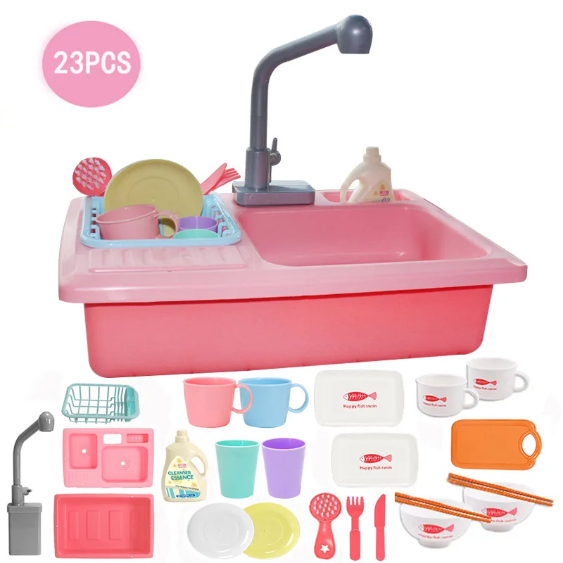 Plastic Simulation Electric Dishwasher Sink Pretend Play Kitchen Toy Set Children Kids Puzzle Early Education Toys Birthday Gift - Цвет: 3