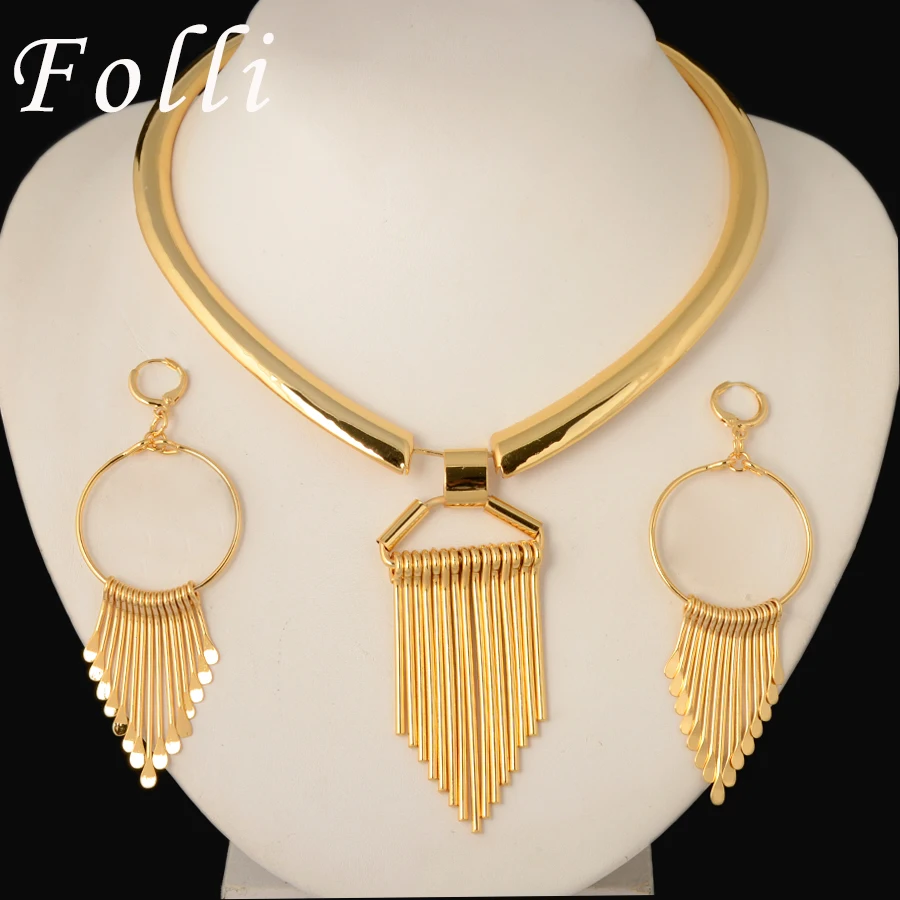 Fashion Runway Show Floating Earring Tie Necklace Set High Fashion