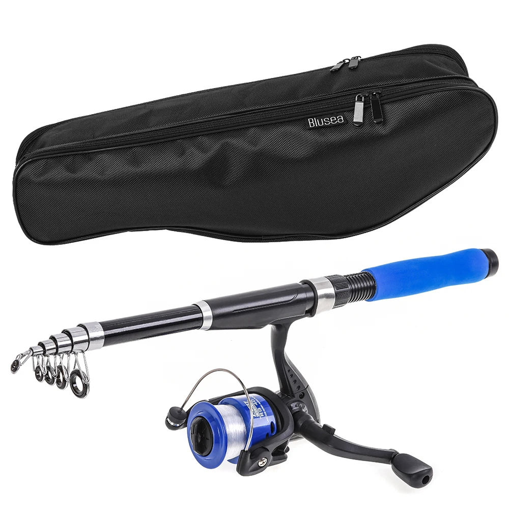 Blusea Kids Fishing Rod and Reel Combo Full Kit,Telescopic Fishing Rod  Spinning Reel Set 