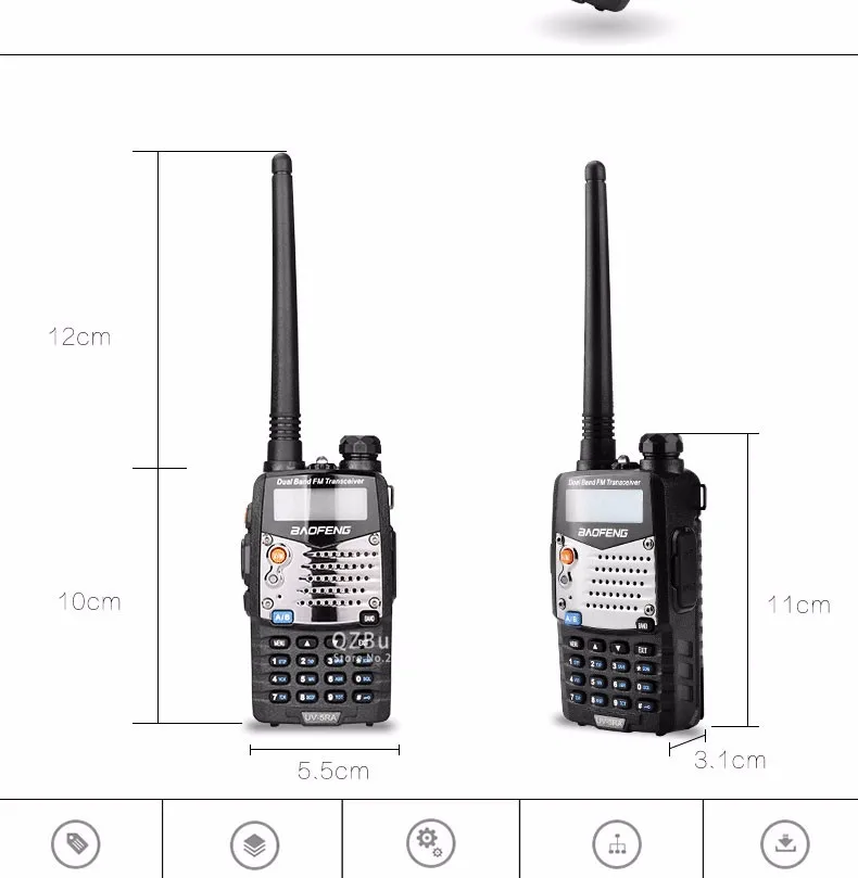 (Из 2 предметов) Baofeng UV5RA Хэм двухстороннее радио Dual-Band 136-174/400-520 MHz Baofeng UV-5RA Walkie Talkie приемопередатчик черный