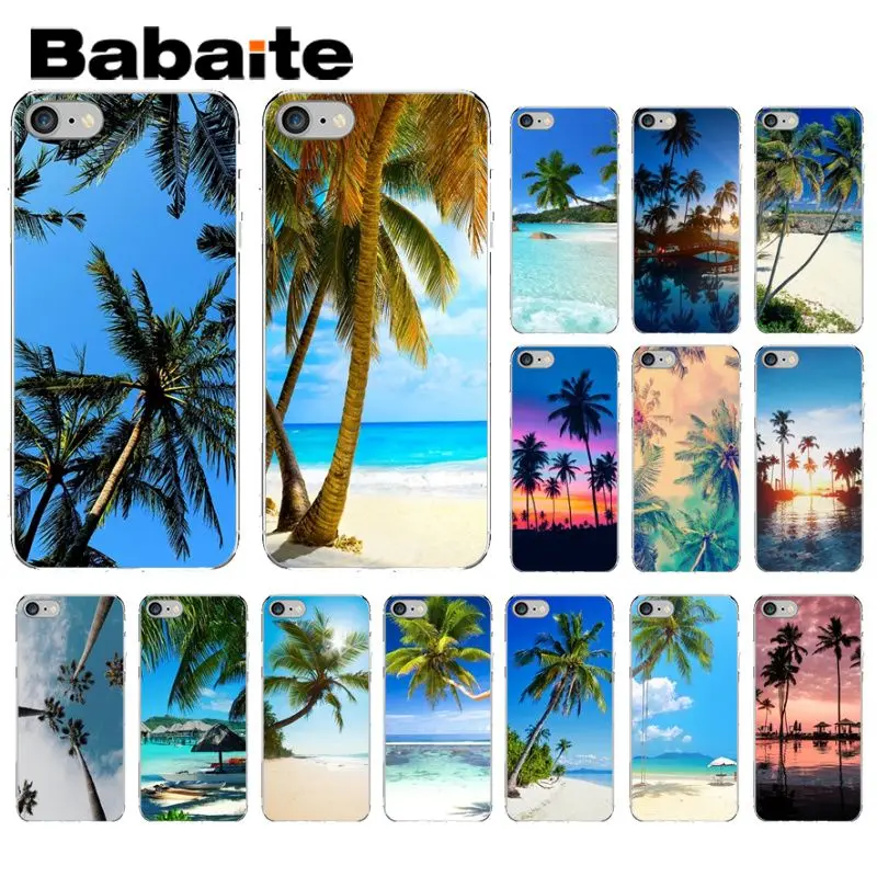 

Babaite Summer Beach Scene on sea Palm Tree Drawing Phone Case cover Shell for iPhone X XS MAX 6 6s 7 7plus 8 8Plus 5 5S SE XR