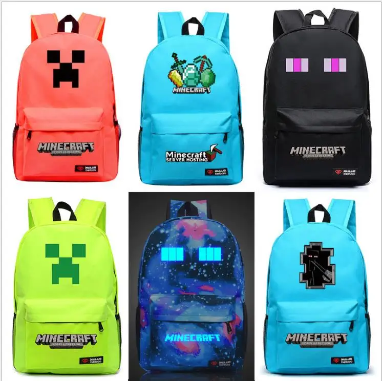 

Luminous Student School Bag Backpack For Boys girls Daypack Multifunction Minecraft School Bag Black Mochila Escolar