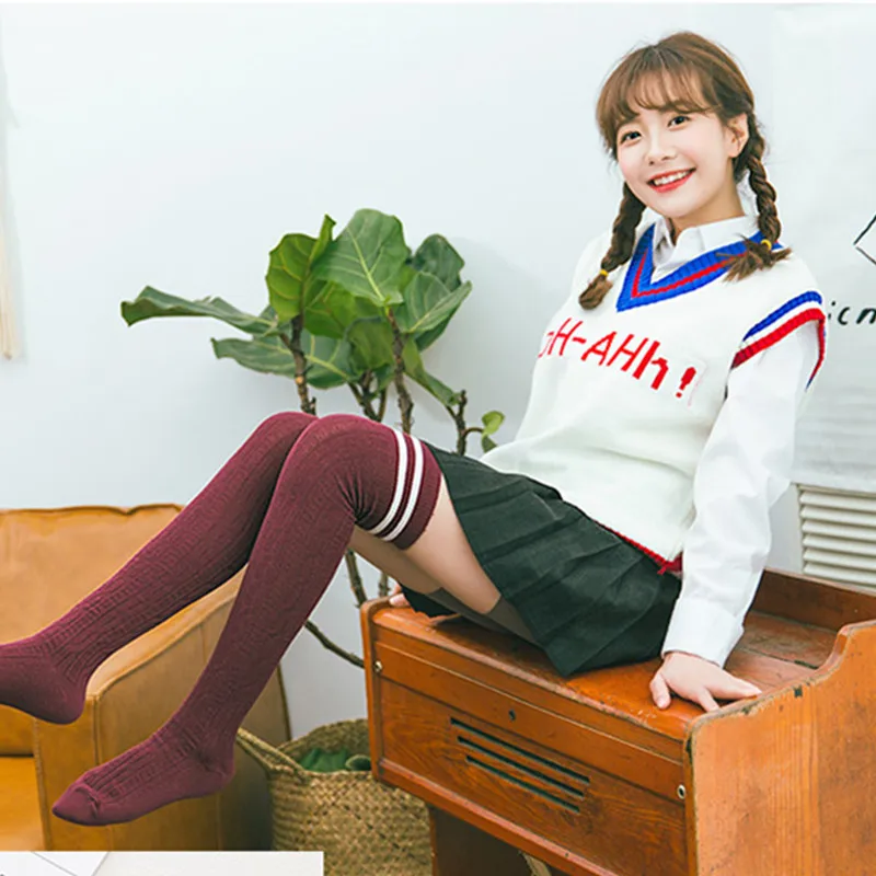 Spring Women Girl Thin Thigh High Stockings Knee High Socks Cute Japen