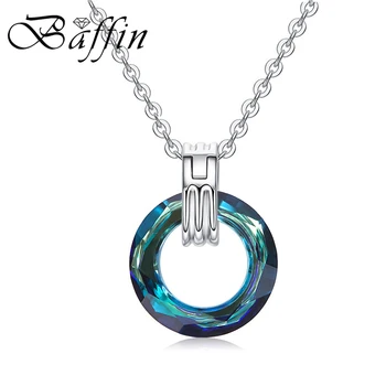 

BAFFIN Colorful Circle Fancy Stone Pendant Necklaces Crystals From Swarovski For Women Silver Color Chain Trendy Jewelry