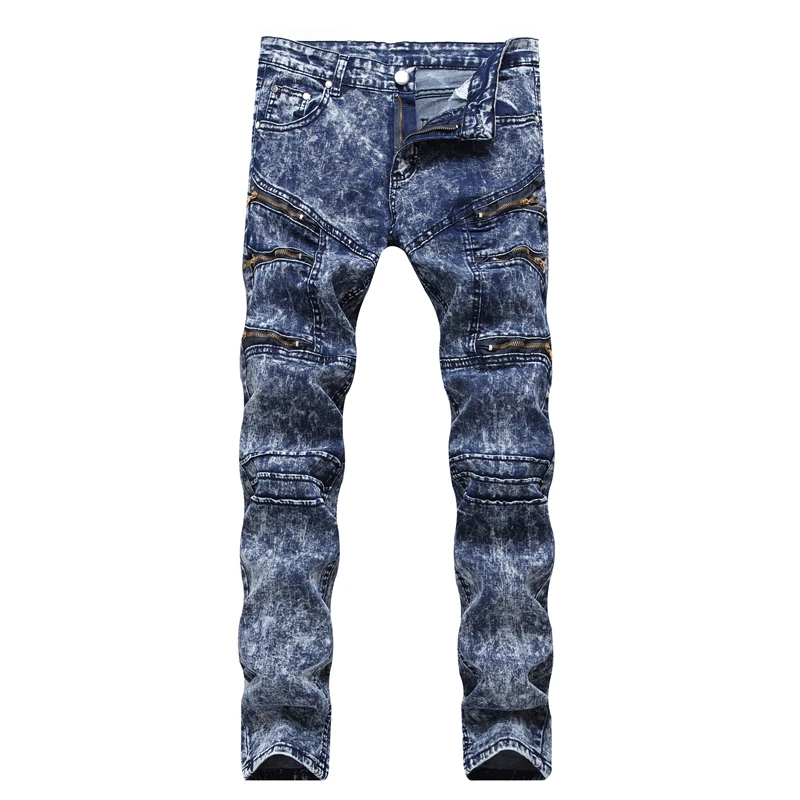 2017 New styles biker Jeans rock Mens Hip Hop swag Jeans Washed Skinny