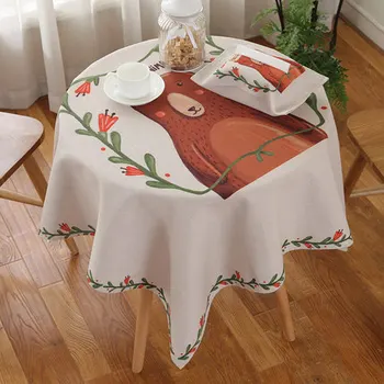 

Europe luxury tablecloth Cotton linen tablecloth art cartoon small tablecloth household coffee table cloth round table cloth