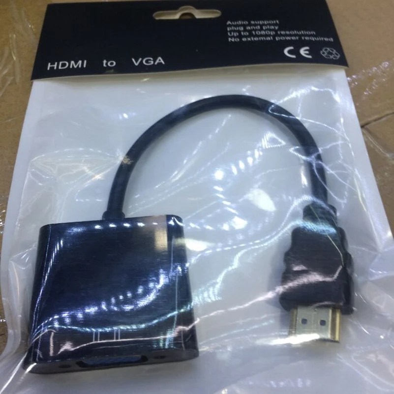 50 шт./лот HDMI To VGA Кабель-адаптер, HDMI конвертер VGA мужчин и женщин со встроенным Чипсет и до 1080 P