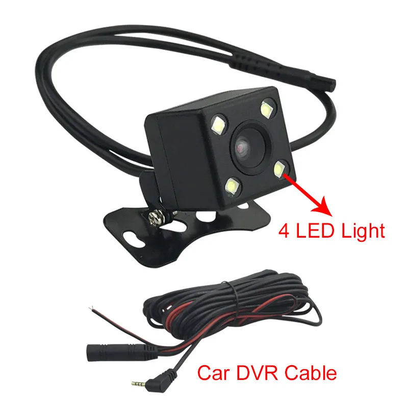 Car DVR Rear View Camera Wire Cable 5M 4 PIN Rearview 4 LED Night